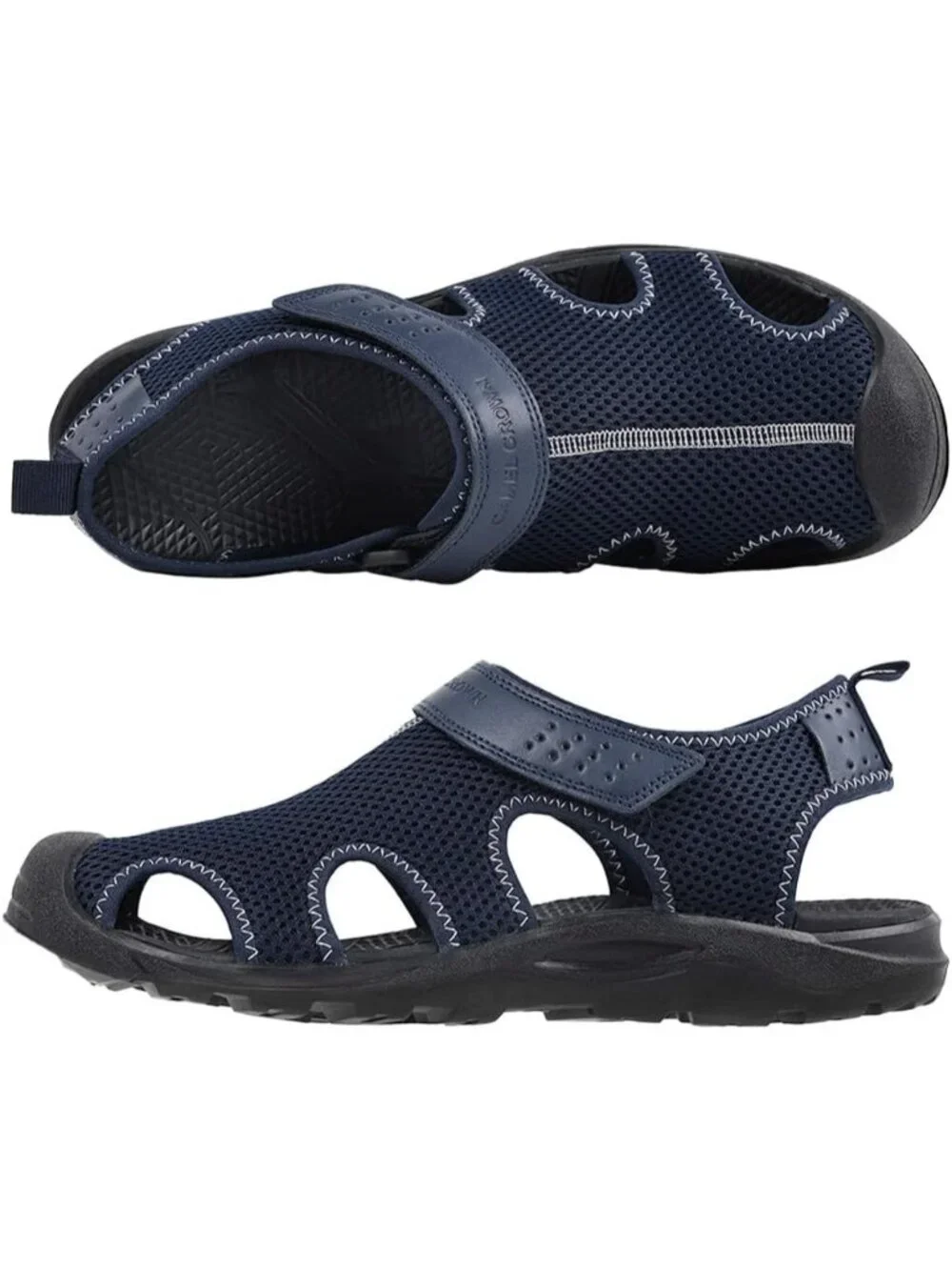 Men's Blue Mesh Hiking Sandals Closed-Toe Beach Sandal for Athletic Outdoor